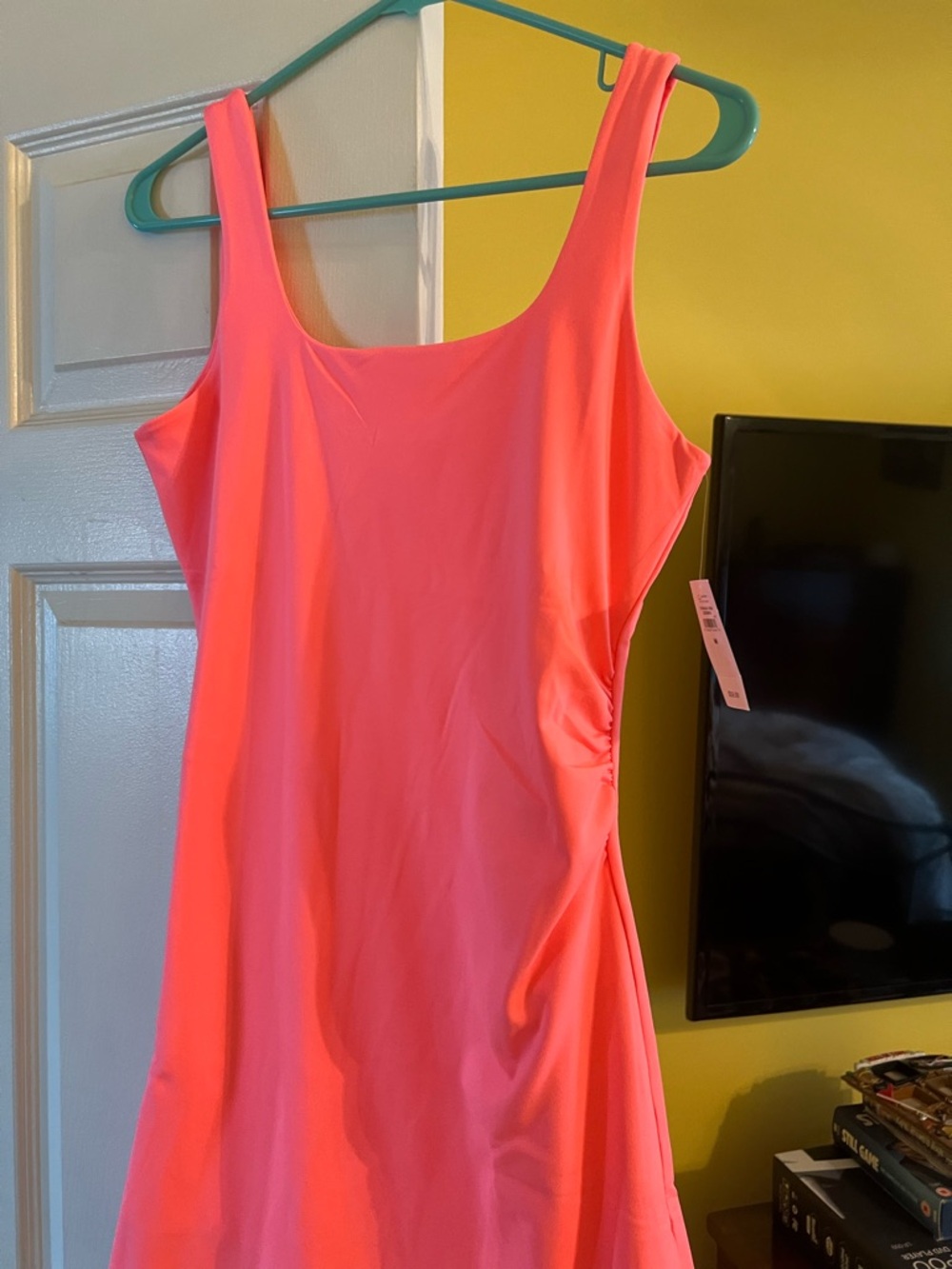 GAP Neon Coral Pink Scoop Neck Mini athletic dress